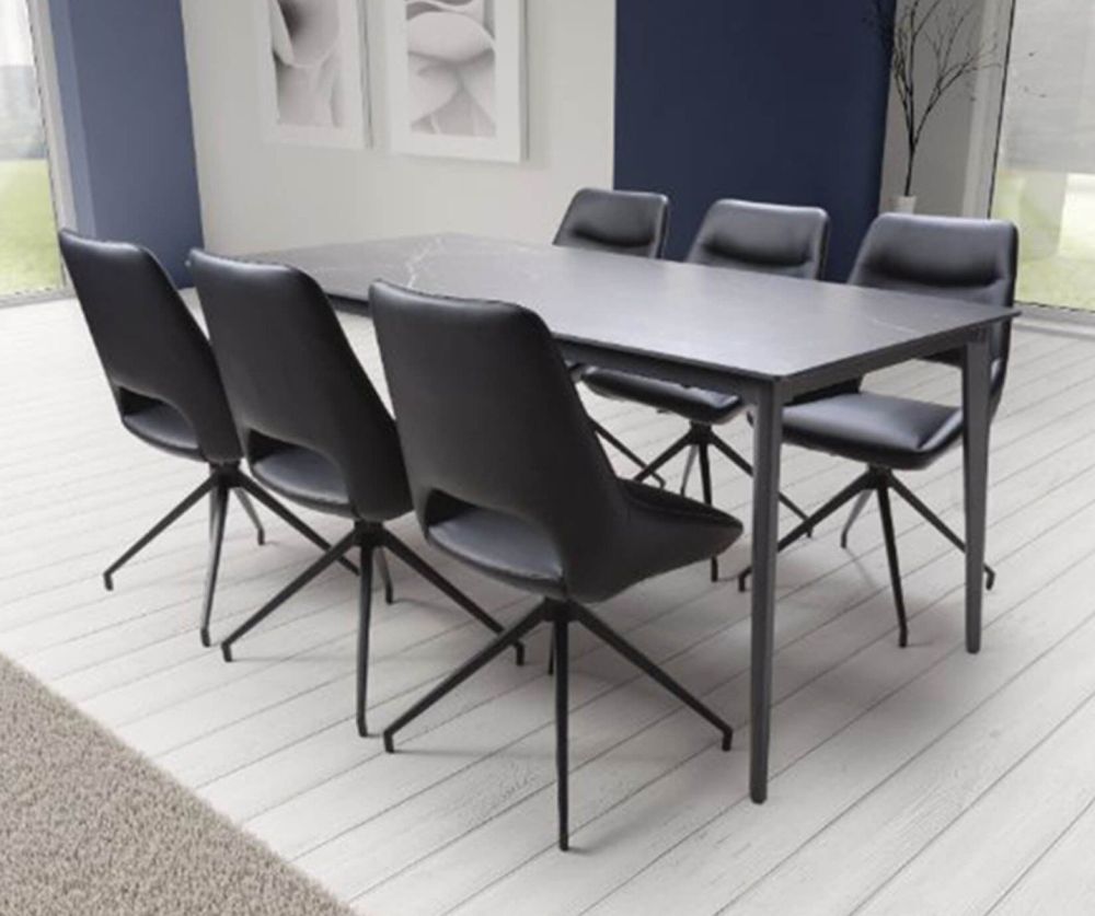 Furniture Link Amalfi Black Marble 180cm Dining Table Only