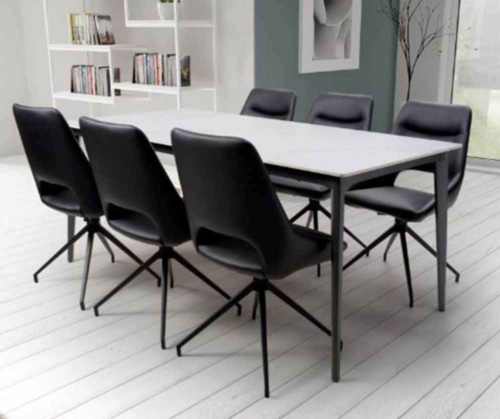 Furniture Link Amalfi White Marble 180cm Dining Table Only