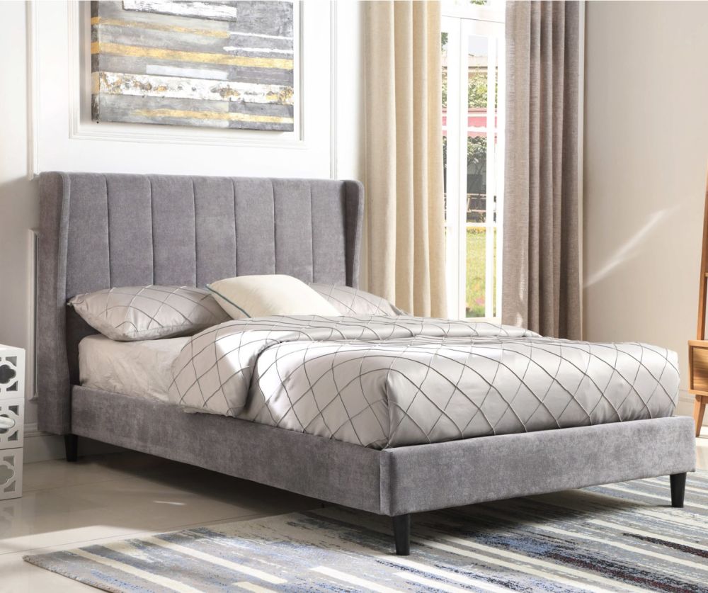 Seconique Furniture Amelia Dark Grey Fabric Bed
