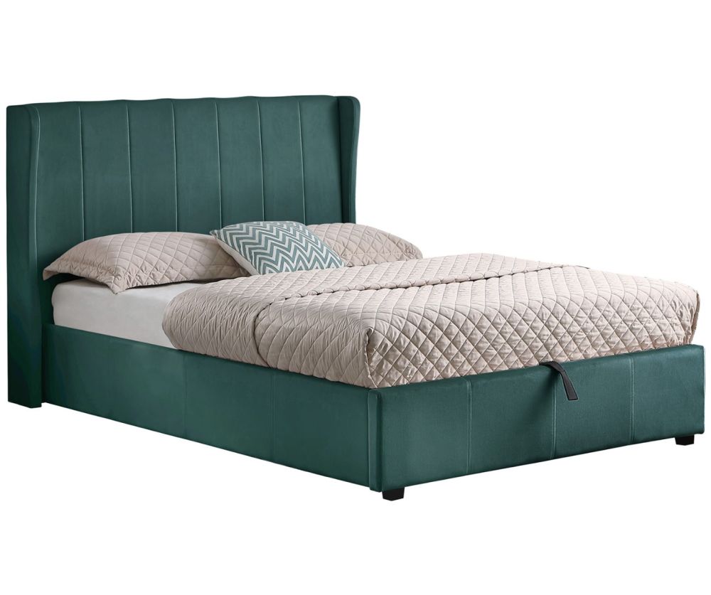 Seconique Furniture Amelia Plus Green Velvet Fabric Storage Bed