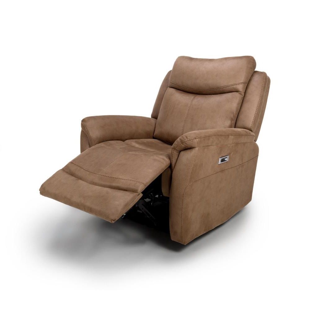 Furniture Link Arizona Caramel Fabric 3EE+2E+1E Electric Recliner Sofa Set