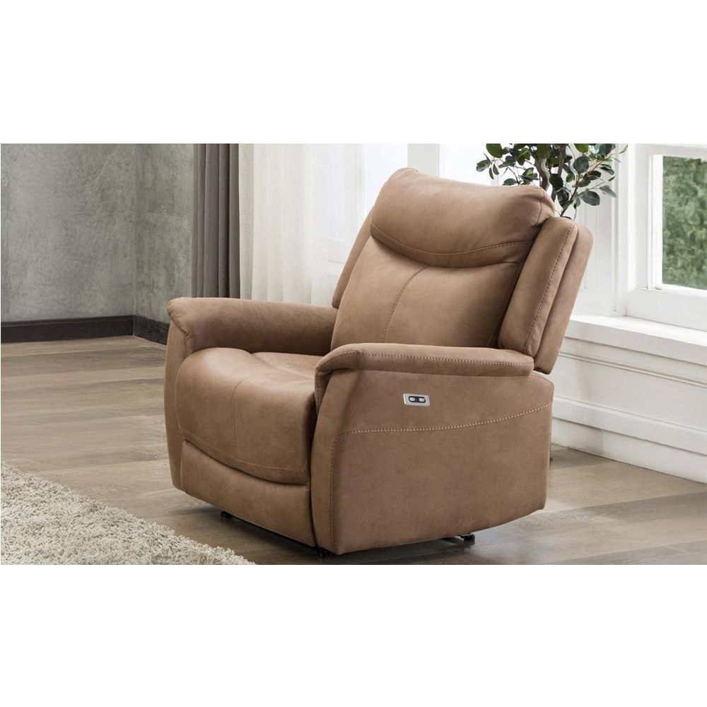 Furniture Link Arizona Caramel Fabric 3EE+2E+1E Electric Recliner Sofa Set