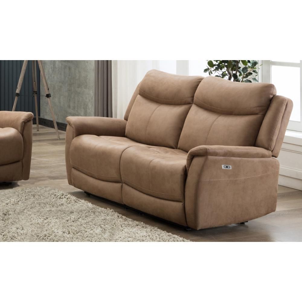 Furniture Link Arizona Caramel Fabric 3EE+2E+1E Electric Recliner Sofa Set