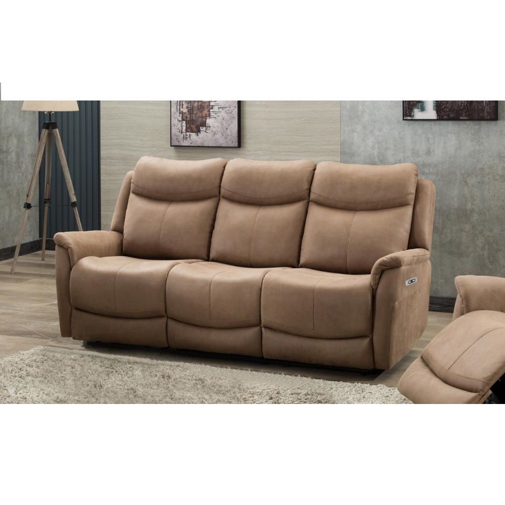 Furniture Link Arizona Caramel Fabric 3EE+1E+1E Electric Recliner Sofa Set
