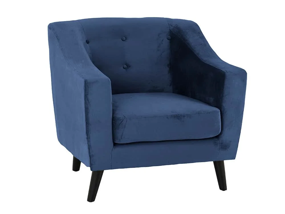 Seconique Furniture Ashley Blue Velvet Fabric Armchair