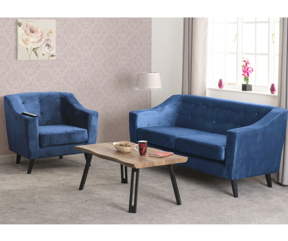 Seconique Furniture Ashley Blue Velvet Fabric Armchair