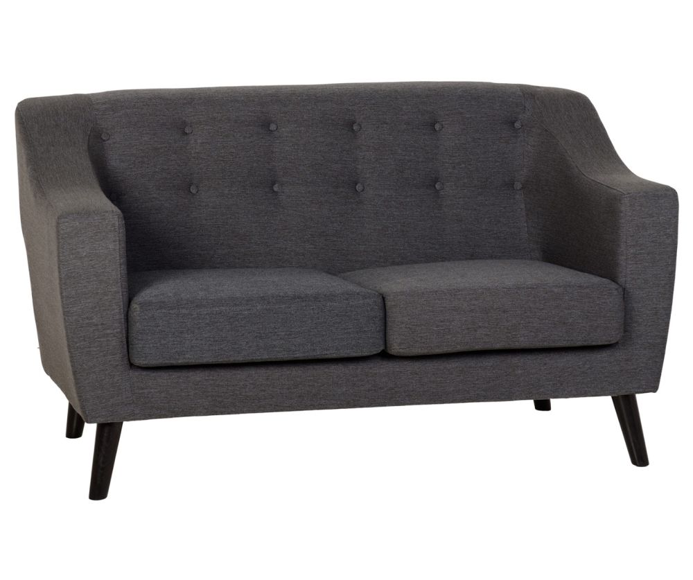 Seconique Furniture Ashley Dark Grey Velvet Fabric 2 Seater Sofa