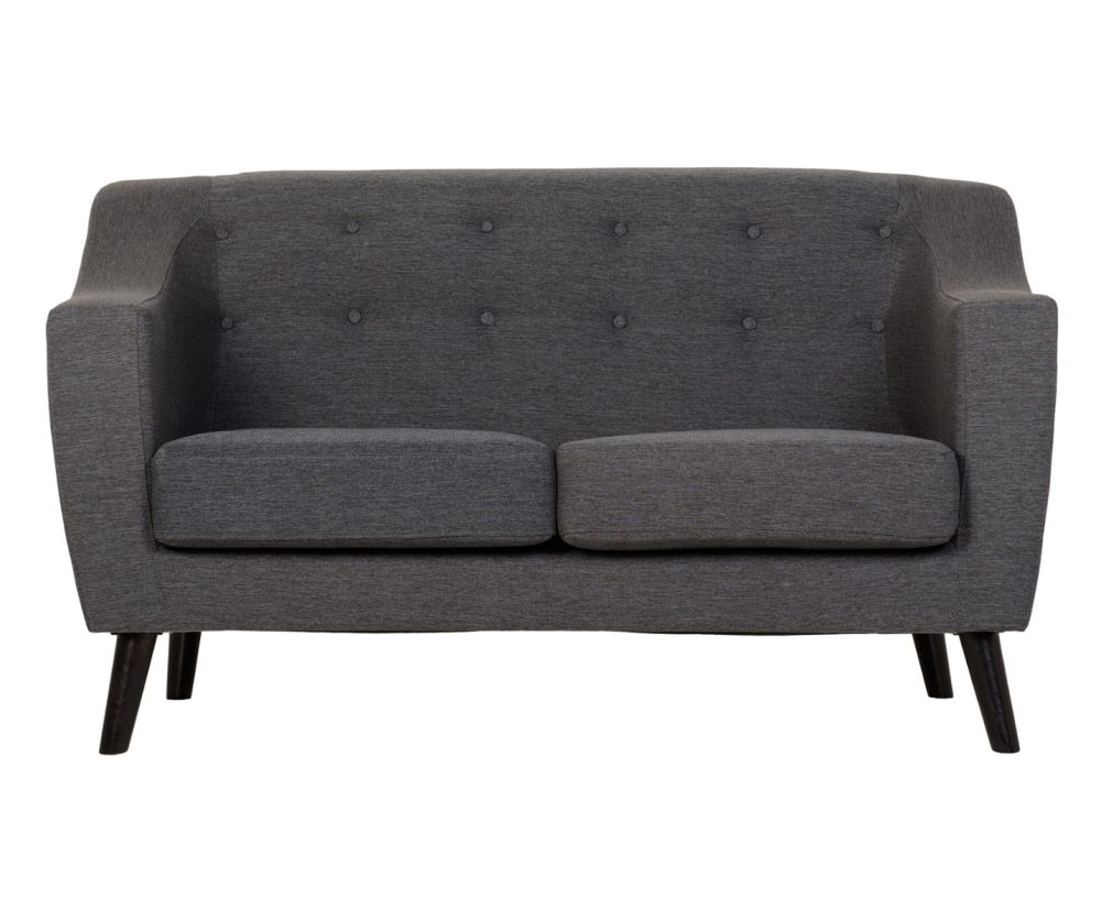 Seconique Furniture Ashley Dark Grey Velvet Fabric 2 Seater Sofa