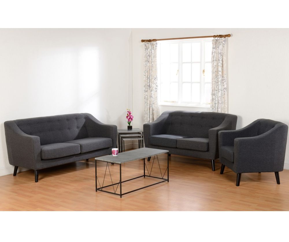 Seconique Furniture Ashley Dark Grey Velvet Fabric 2 Seater Sofa