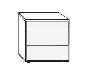 Wiemann Vip Asmara White Glass 3 Drawer Bedside Cabinet