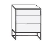 Wiemann Vip Asmara White Glass 3 Drawer Bedside Cabinet