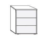 Wiemann Vip Asmara Pebble Grey Glass 3 Drawer Bedside Cabinet