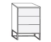Wiemann Vip Asmara Pebble Grey Glass 3 Drawer Bedside Cabinet