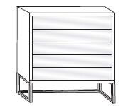 Wiemann Vip Asmara White Glass 5 Drawer Chest