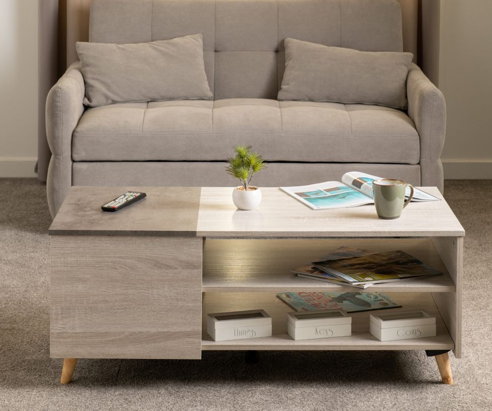 Seconique Furniture Aspen White Oak And Stone Effect Coffee Table