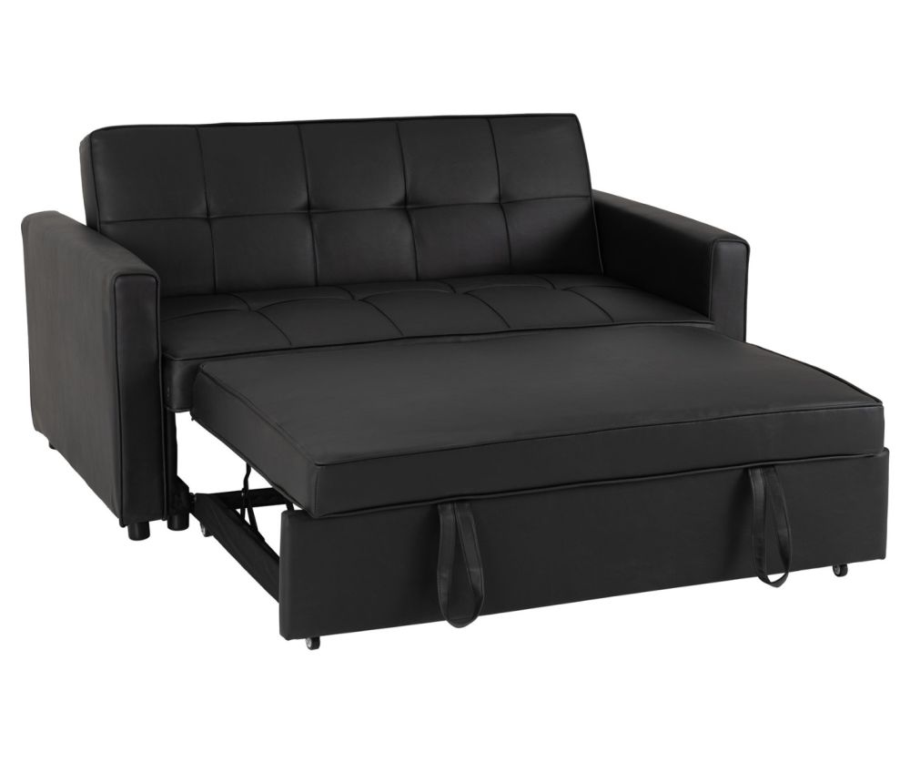 Seconique Furniture Astoria Black Leather Sofa Bed  