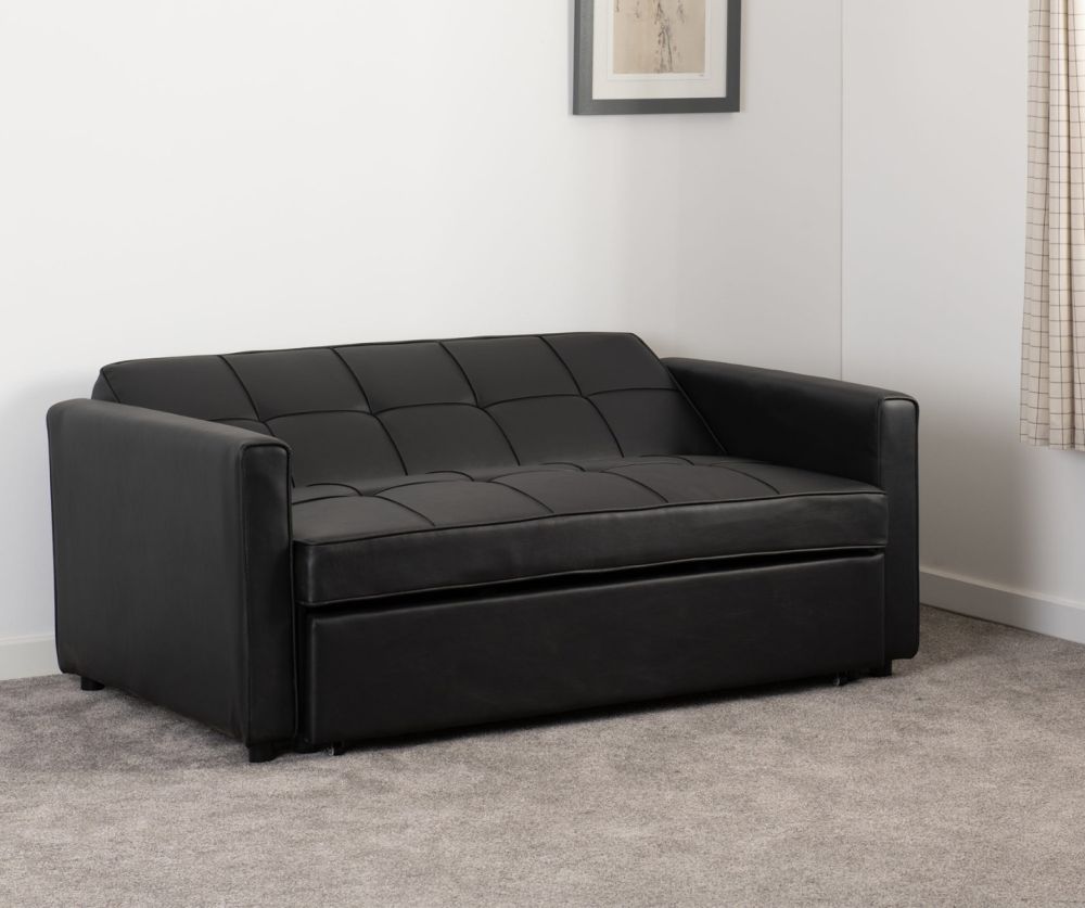 Seconique Furniture Astoria Black Leather Sofa Bed  