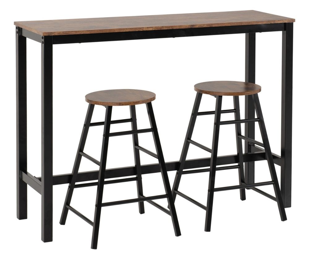 Seconique Furniture Athens Acacia Effect And Black Breakfast Bar Set  