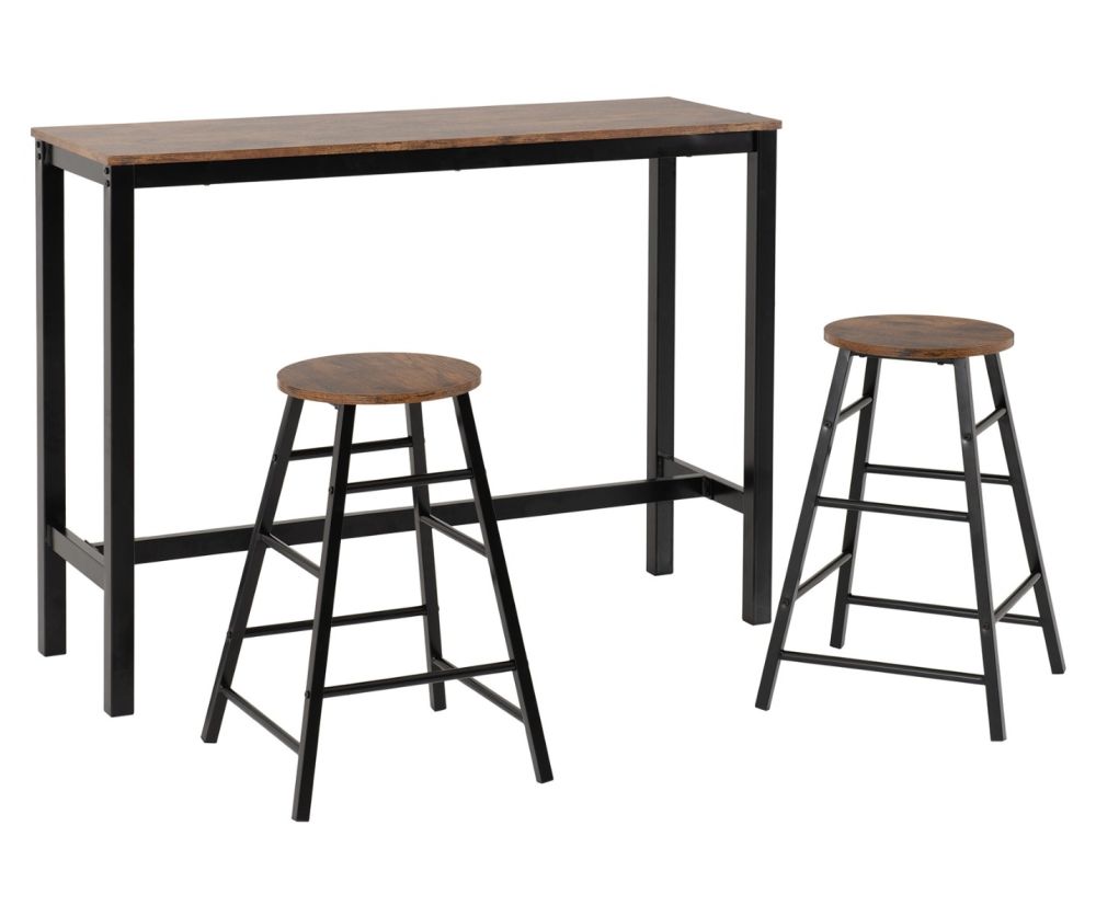 Seconique Furniture Athens Acacia Effect And Black Breakfast Bar Set  
