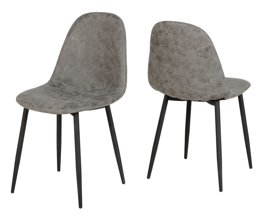 Seconique Furniture Athens Grey Faux Leather Dining Chair In Pair