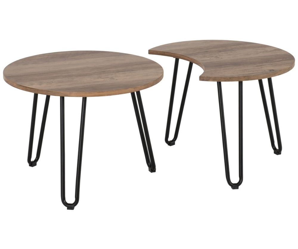 Seconique Furniture Athens Duo Medium Oak Effect And Black Coffee Table Set