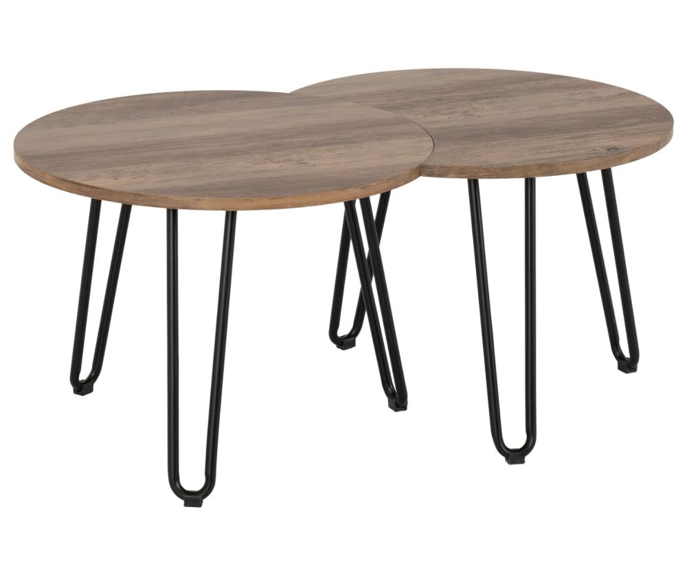 Seconique Furniture Athens Duo Medium Oak Effect And Black Coffee Table Set