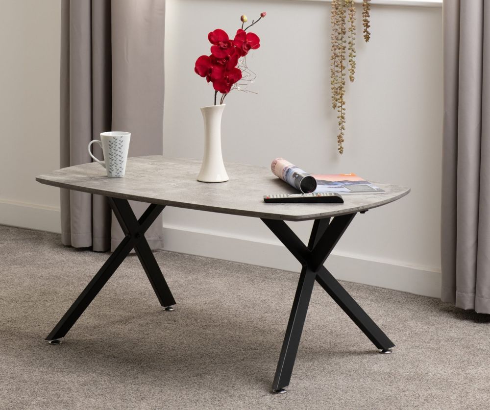 Seconique Furniture Athens Oval Concrete Effect And Black Coffee Table