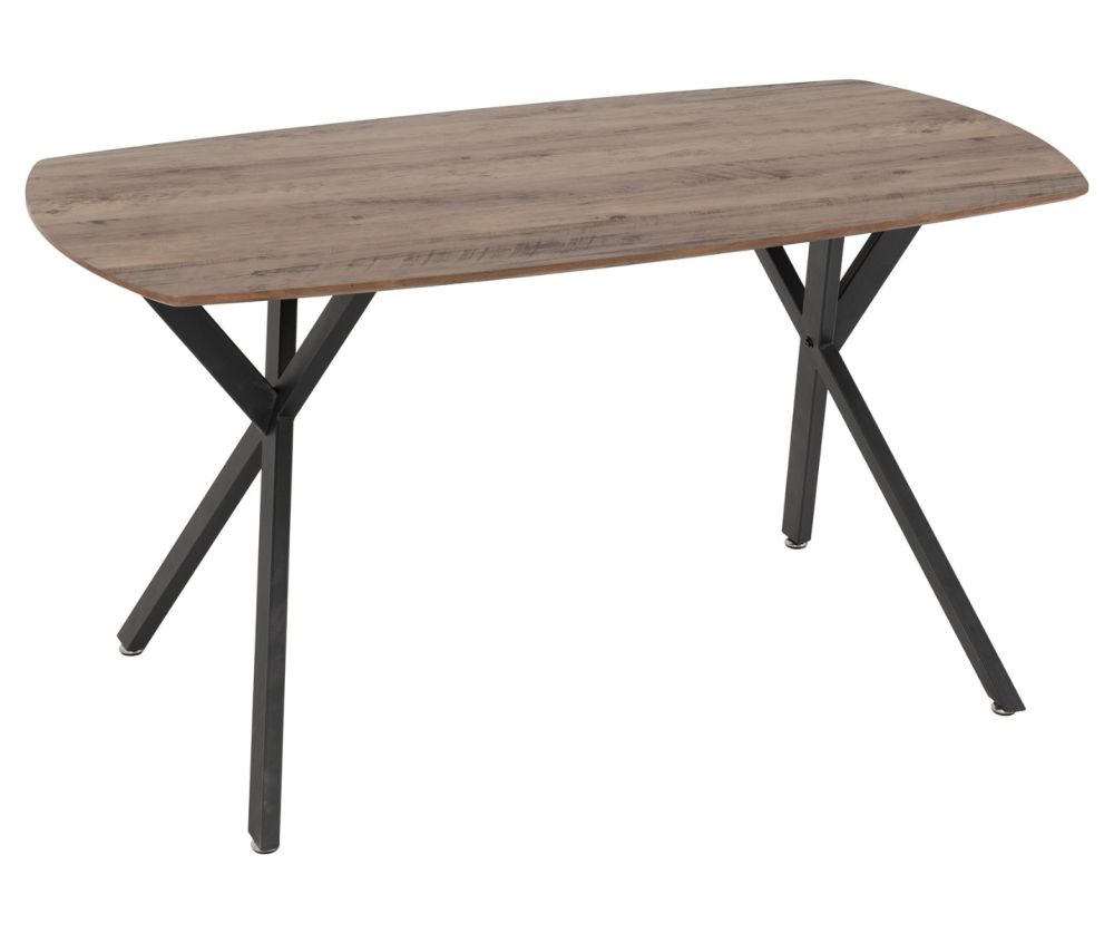 Seconique Furniture Athens Medium Oak Effect and black Rectangular Dining Table