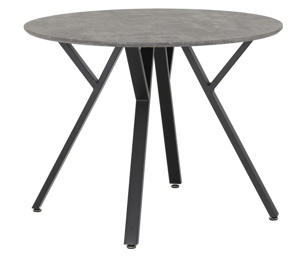 Seconique Furniture Athens Concrete Effect And Black Round Dining Table 