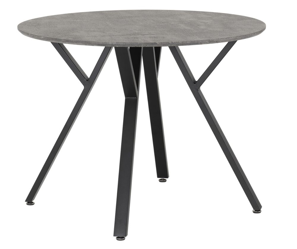 Seconique Furniture Athens Concrete Effect Round Dining Set With Sapphire Blue Velvet Chairs – Black Legs