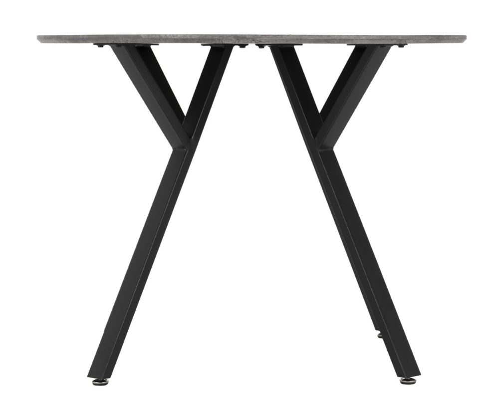 Seconique Furniture Athens Concrete Effect Round Dining Set With Sapphire Blue Velvet Chairs – Black Legs