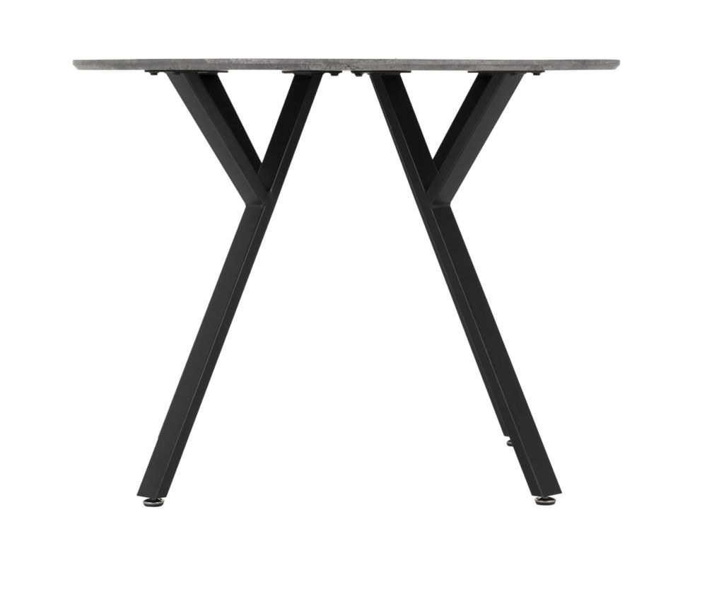 Seconique Furniture Athens Concrete Effect Round Dining Set With Sapphire Blue Velvet Chairs – Black Legs