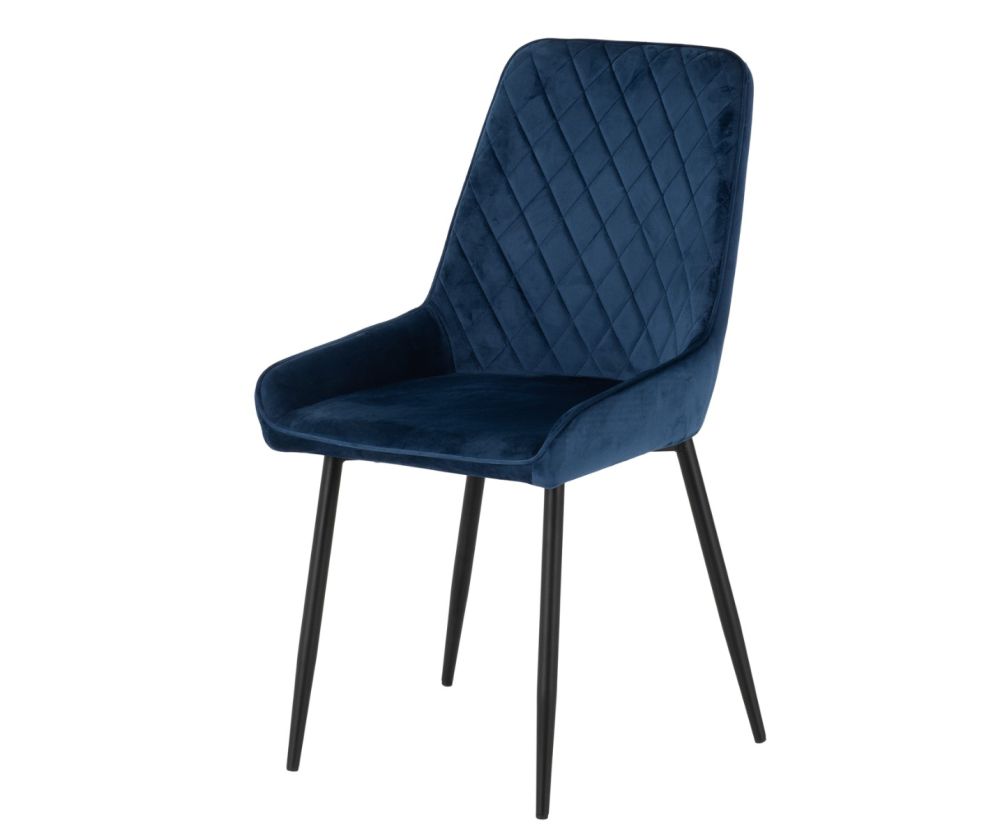 Seconique Furniture Athens Concrete Effect Round Dining Set With Sapphire Blue Velvet Chairs – Black Legs