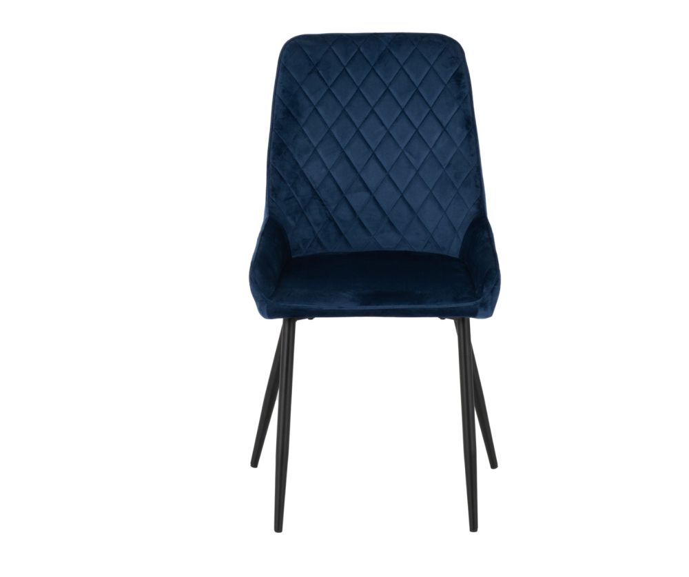 Seconique Furniture Athens Concrete Effect Round Dining Set With Sapphire Blue Velvet Chairs – Black Legs