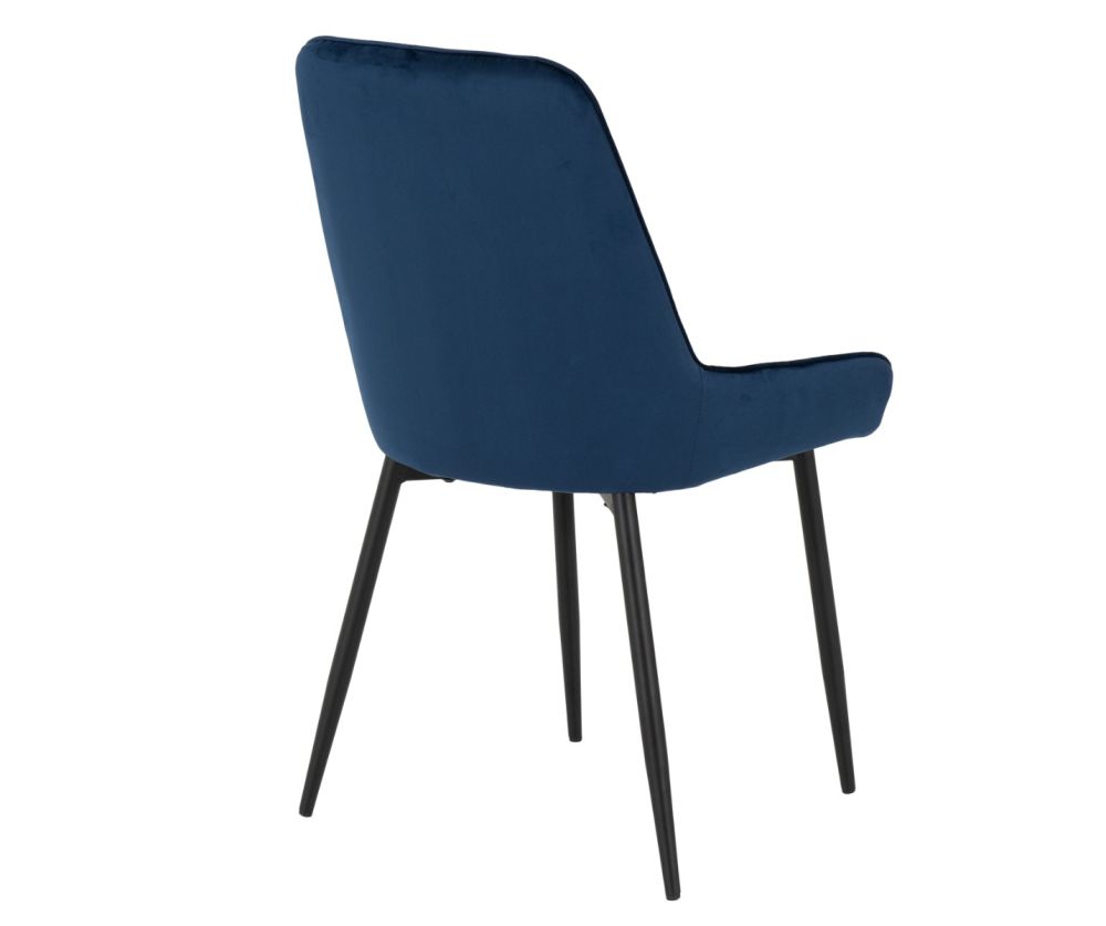 Seconique Furniture Athens Concrete Effect Round Dining Set With Sapphire Blue Velvet Chairs – Black Legs