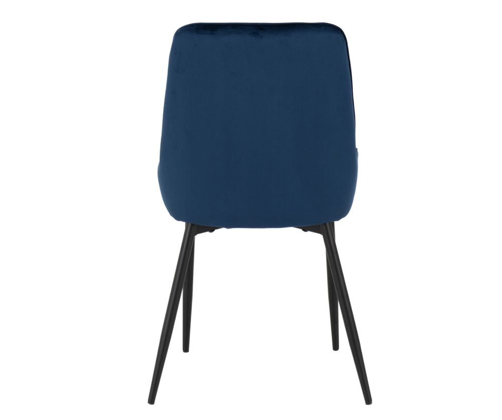 Seconique Furniture Athens Concrete Effect Round Dining Set With Sapphire Blue Velvet Chairs – Black Legs