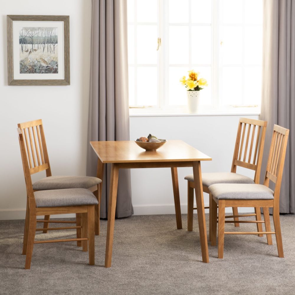 Seconique Furniture Austin Oak Effect And Grey Fabric Dining Set