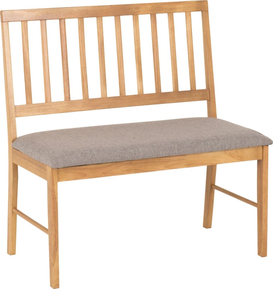 Seconique Furniture Austin Oak Effect And Grey Fabric Dining Bench 