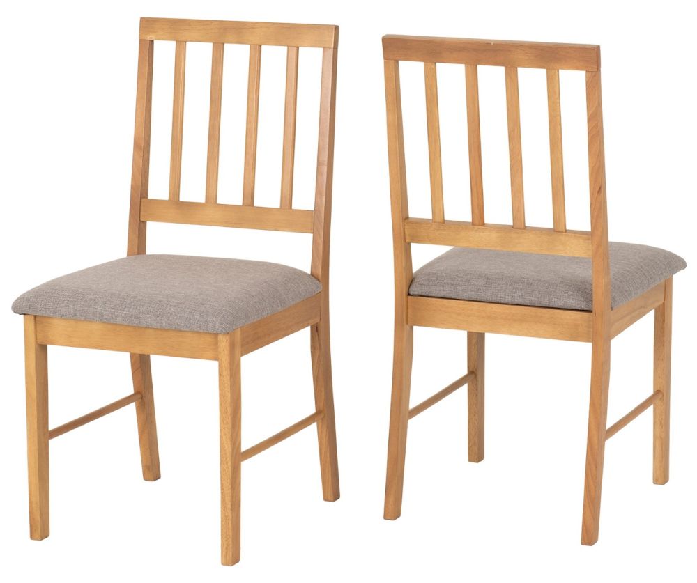 Seconique Furniture Austin Oak Effect And Grey Fabric Dining Chair in Pair  