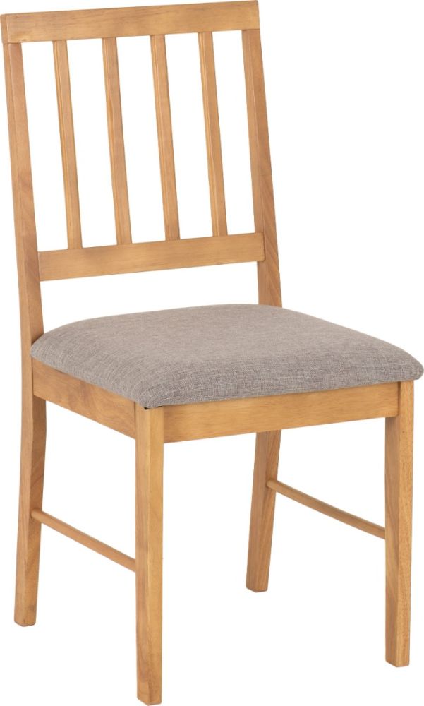 Seconique Furniture Austin Oak Effect And Grey Fabric Dining Chair in Pair  