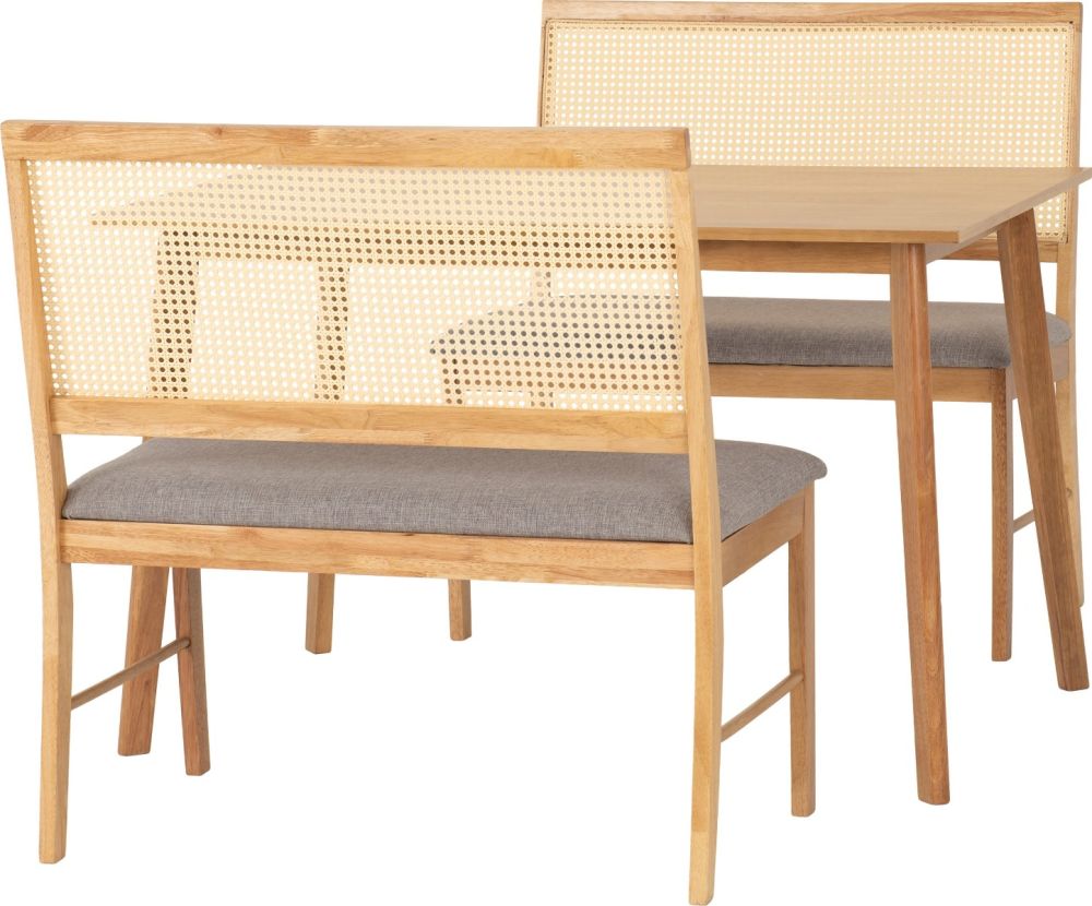 Seconique Furniture Austin and Ellis Oak Effect And Grey Fabric Dining Bench Set   