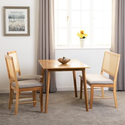 Seconique Furniture Austin and Ellis Oak Effect And Grey Fabric Dining Bench Set with Chair
