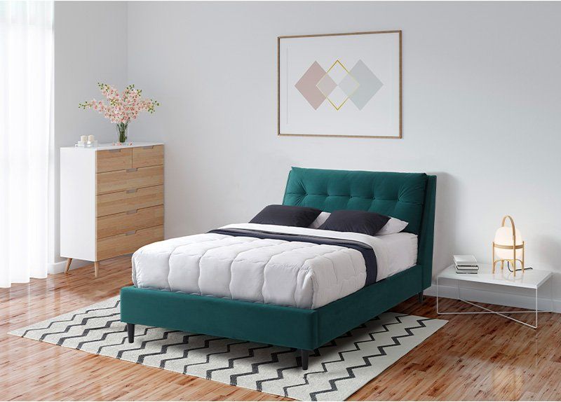 Furniture Link Ava Green Fabric Bed Frame