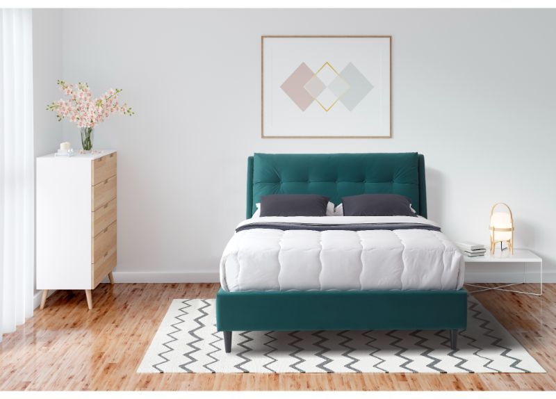 Furniture Link Ava Green Fabric Bed Frame