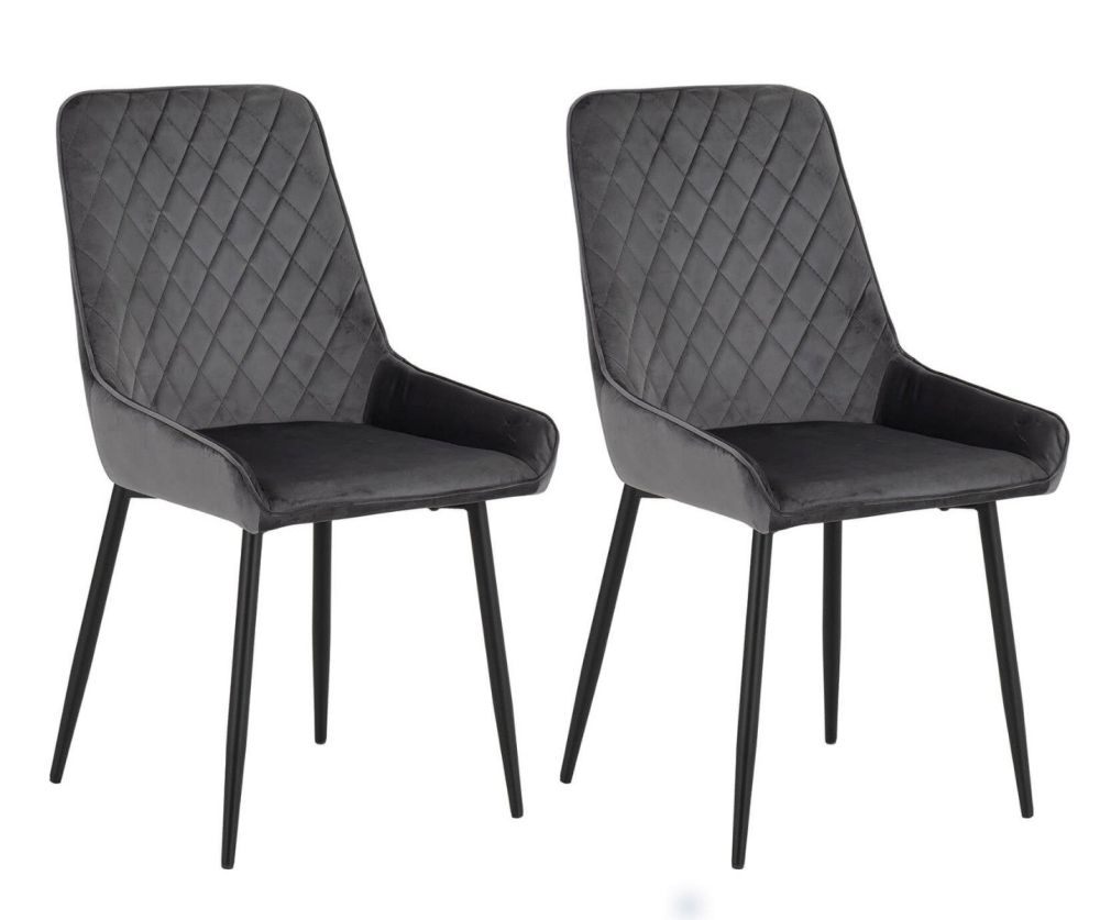 Seconique Furniture Avery Grey Velvet Chair in Pair