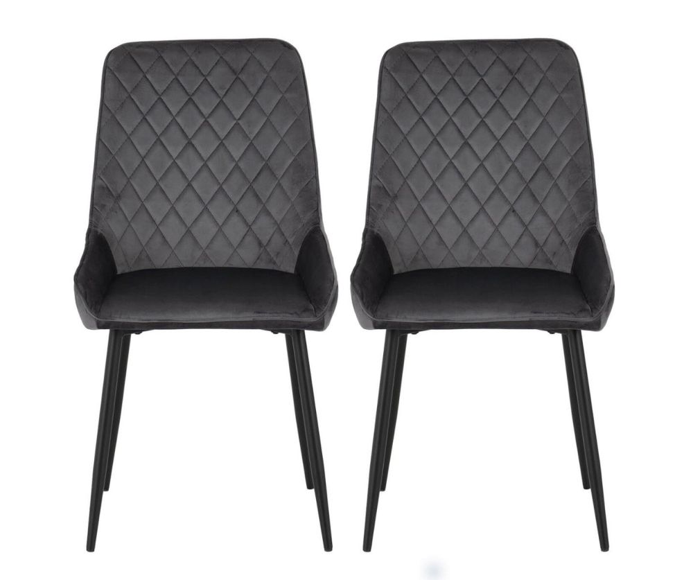Seconique Furniture Avery Grey Velvet Chair in Pair