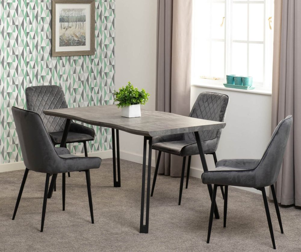 Seconique Furniture Avery Grey Velvet Chair in Pair