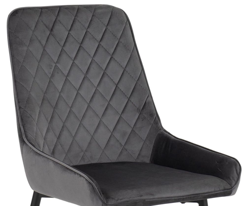 Seconique Furniture Avery Grey Velvet Chair in Pair