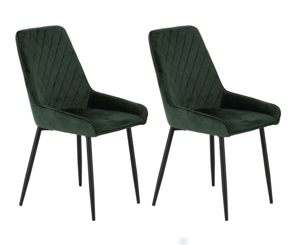 Seconique Furniture Avery Emerald Green Velvet Chair in Pair
