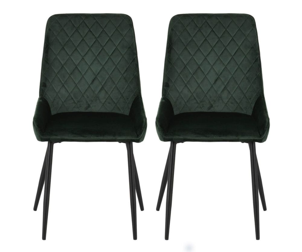 Seconique Furniture Avery Emerald Green Velvet Chair in Pair
